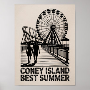 Coney Island Best Summer Silhouette Kunst Poster