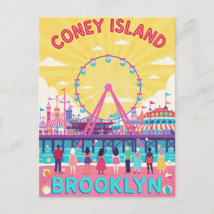 Coney Island Brooklyn Retro Poster Postkarte