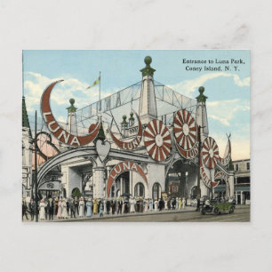 Coney Island, Eingang zum Luna Park, Vintage Postkarte