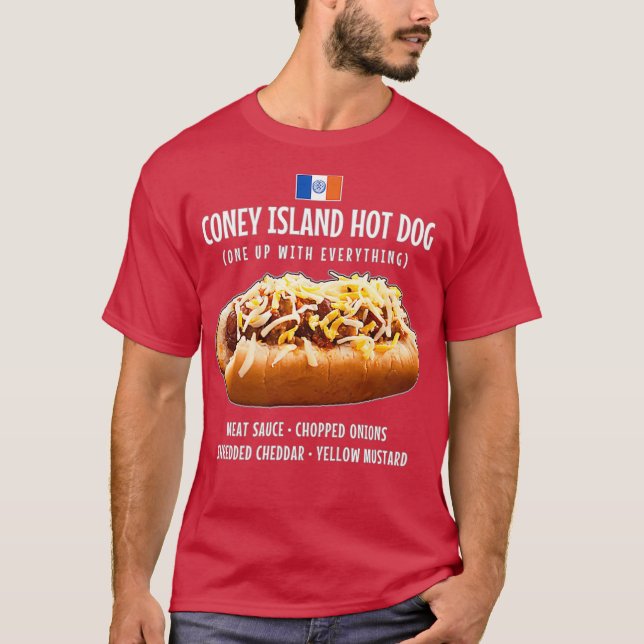 Coney Island Hot Dog Meat Sauce Onions Cheddar T-Shirt (Vorderseite)