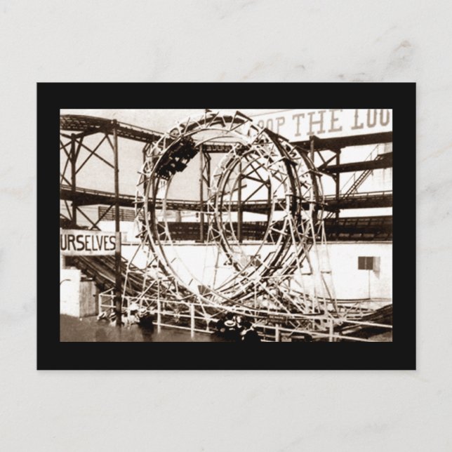 Coney Island Loop Loop Roller Untersetzer Postcard Postkarte (Vorderseite)