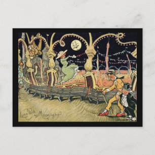 Coney Island, Luna Park, Mondlicht, Vintage Postkarte