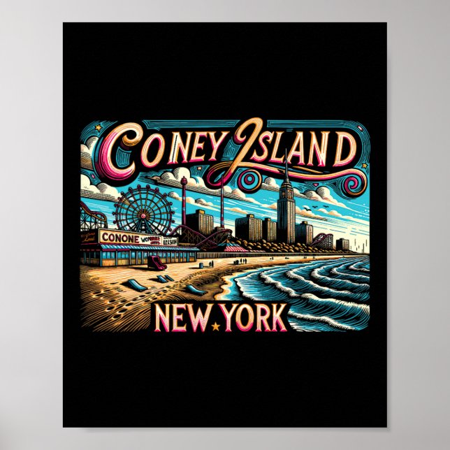 Coney Island New York Travel Summer Family Vacatio Poster (Vorne)