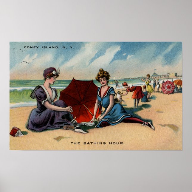 Coney Island NY 1909 Beach Scene Poster (Vorne)