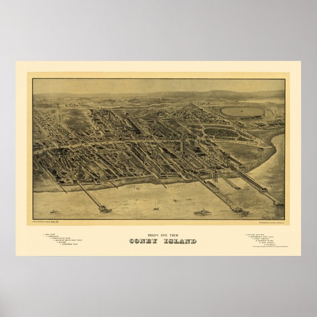 Coney Island, NY Panoramic Map - 1906 Poster (Vorne)
