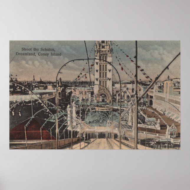 Coney Island, NY - Shoot the Schutes Ride Poster (Vorne)