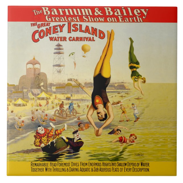 Coney Island Sideshow Poster Fliese (Vorderseite)
