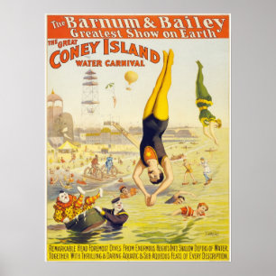Coney Island Vintag Circus Acrobats Poster