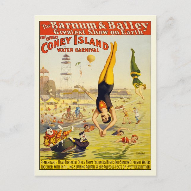 Coney Island Water Carniente Postcard Poster Postkarte (Vorderseite)