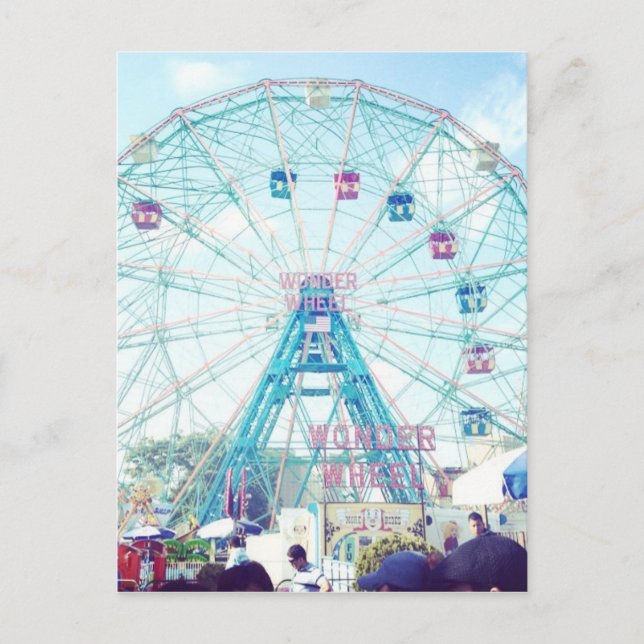 Coney Island Wonderwheel Riesenrad herein Sommer Postkarte (Vorderseite)