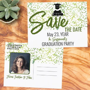 Confetti Abschluss Custom Foto Save the Date Ankündigungspostkarte