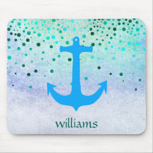 Confetti Anchor Sea Blue Beach Navy Girly Dots Mousepad
