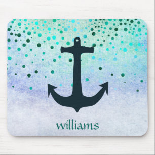 Confetti Anchor Sea Blue Beach Navy Girly Dots Mousepad