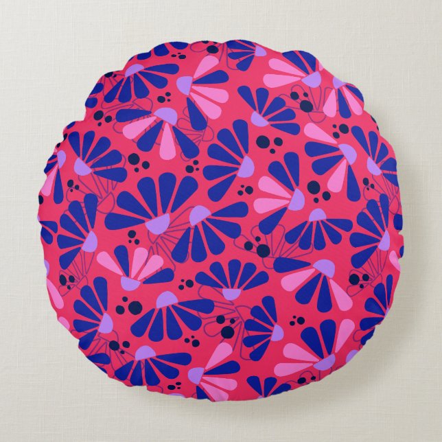 Confetti auf Himbeere Rundes Kissen (Vorderseite)