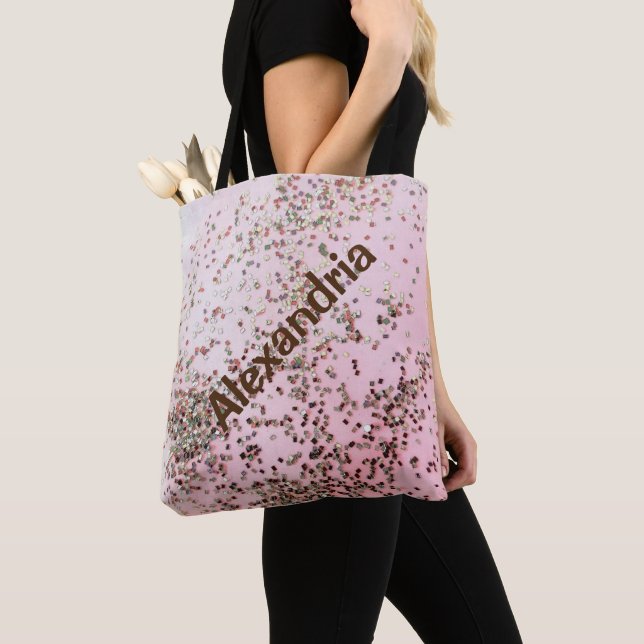 Confetti auf rosa Personalisierte Tasche (Von Nahem)