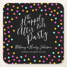 Confetti auf schwarz glücklich immer nach der Hoch Rechteckiger Pappuntersetzer