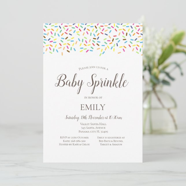 Confetti Baby Sprinkle Einladung - Babydusche (Stehend Vorderseite)