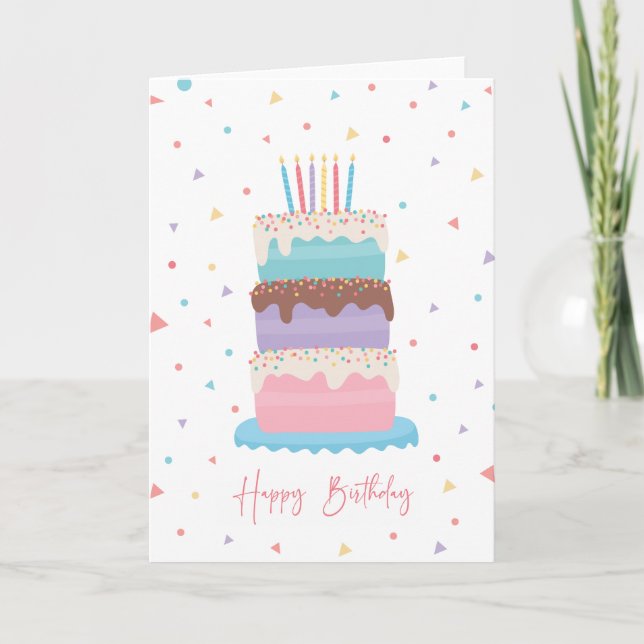 Confetti Birthday Cake Card Dankeskarte (Vorderseite)