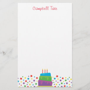 Confetti Birthday Cake Personalisiert Stationery Briefpapier