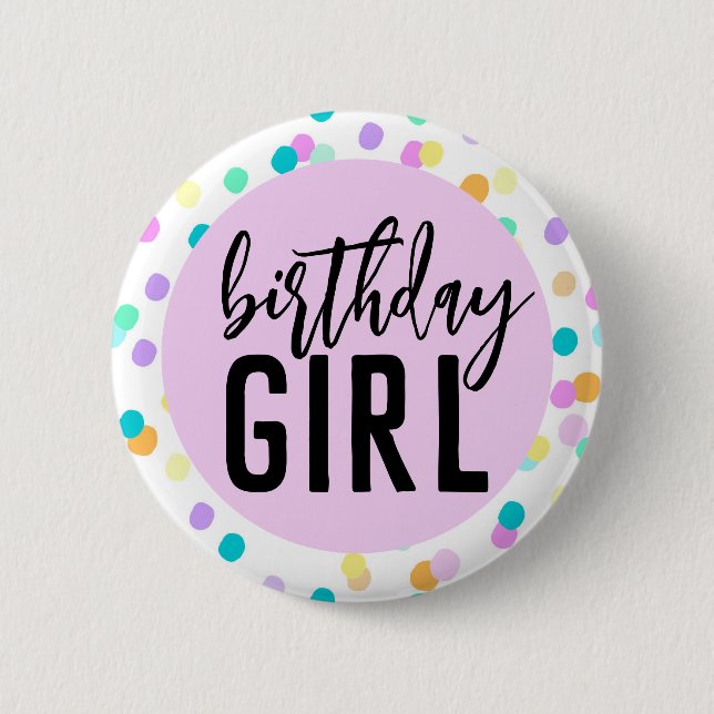 Confetti Birthday Girl Button (Vorderseite)