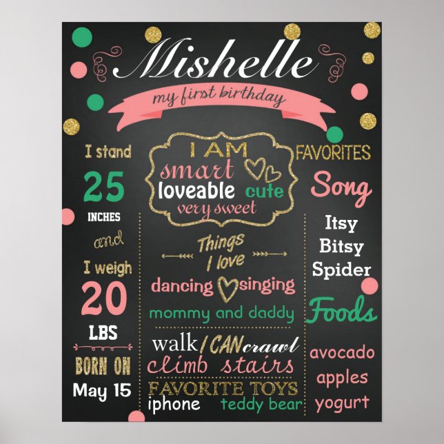 Confetti Birthday Kreide Tafelschildkröte Poster (Vorne)