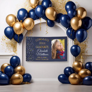Confetti Blue Foto Glückwunschs Graduate Name Scho Banner