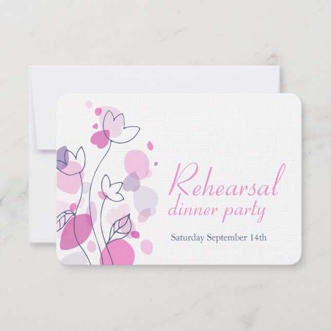 Confetti Blume Blätter blau rosa Probe einladen Einladung (Vorderseite)