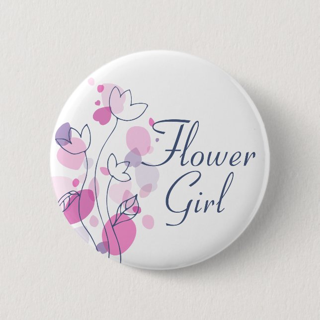 Confetti Blume Blue Girl Hochzeit Button / Taste (Vorderseite)