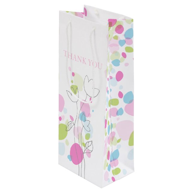 Confetti Blütenblätter Hochzeit danke Weintasche Geschenktüte Für Weinflaschen (Vorderseite Schrägansicht)