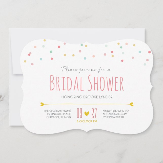 Confetti Bridal Dusche Einladung (Vorderseite)