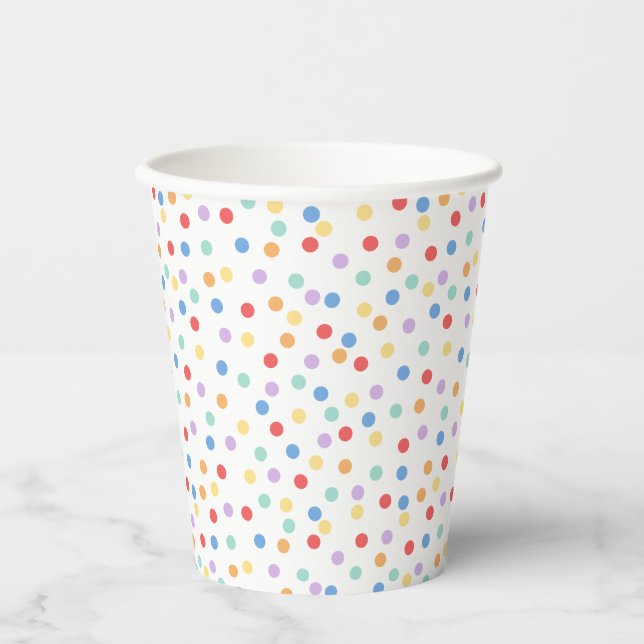 Confetti Brights (Punkte) Pappbecher (Vorderseite)