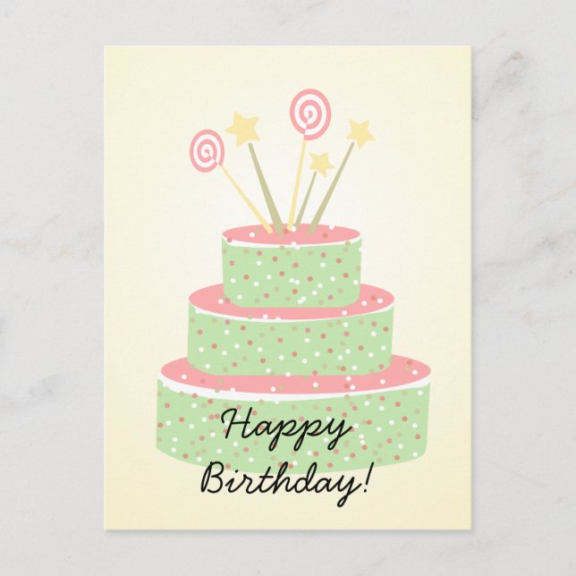 Confetti Cake / Green Birthday Cake Postkarte (Vorderseite)