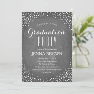 Confetti Chalkboard Graduation Party Einladung