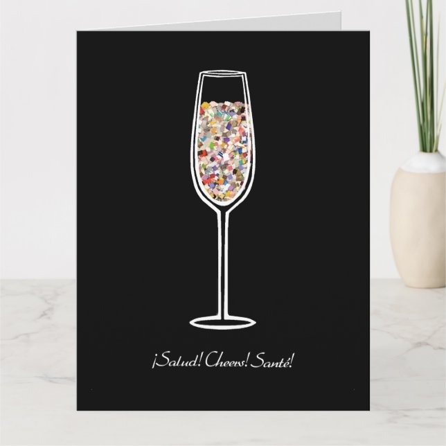 Confetti Champagne Glass Celebration Card Karte (Vorderseite)