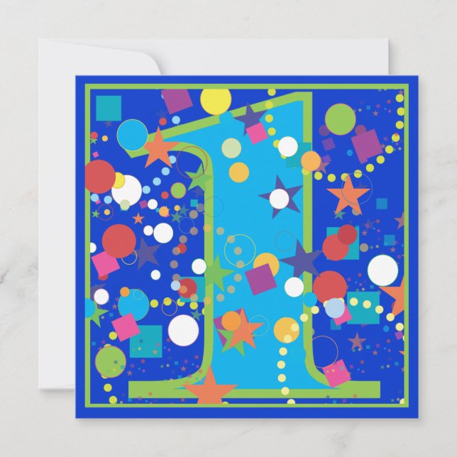 Confetti Circus 1. Geburtstag Party Einladung (Vorderseite)