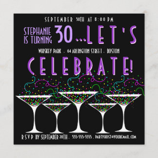 Confetti-Cocktail-Geburtstag Pary Einladung