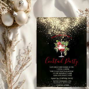Confetti-Cocktail Poinsettia Weihnachtsfeier Einladung