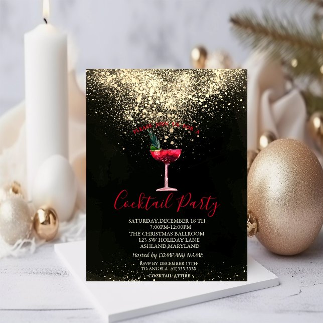 Confetti Cocktail Weihnachts-Party Einladung (Von Creator hochgeladen)