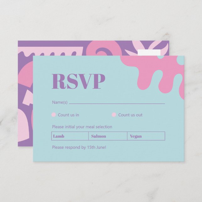 Confetti Collage RSVP-Karte RSVP Karte (Vorne/Hinten)