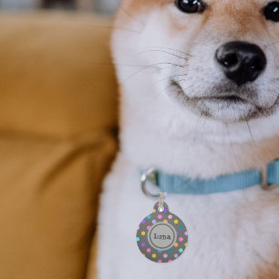 Confetti color polka dot grau pet id tag tiernamensmarke