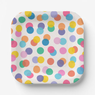 Confetti Colorful Polka Dots Kids Party Pappteller