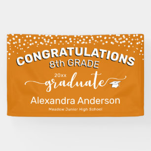 Confetti Congratulations 8th Grade Graduate Orange Banner
