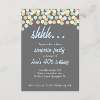 Confetti Dot Shhh.. Überraschendes Party! Einladung