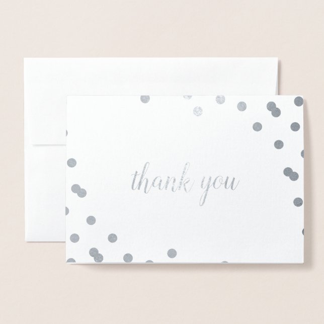 Confetti Dot Silver Foil Blank Danke Karte (Vorderseite mit Umschlag)