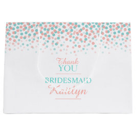 Confetti dots aquamarin korallorange Hochzeitsgesc Große Geschenktüte