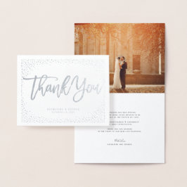 Confetti Dots Chic Brush Script Wedding Vielen Dan Folienkarte