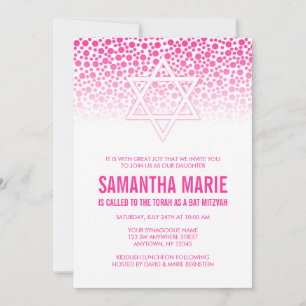 Confetti Dots Hot Pink Bat Mitzvah Einladungen