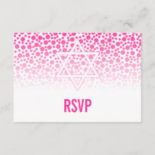 Confetti Dots Hot Pink Bat Mitzvah UAWG RSVP Karte