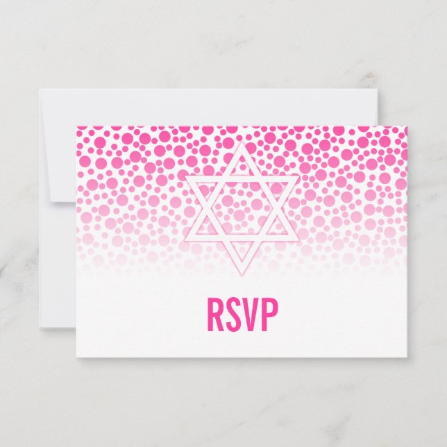 Confetti Dots Hot Pink Bat Mitzvah UAWG RSVP Karte (Vorderseite)