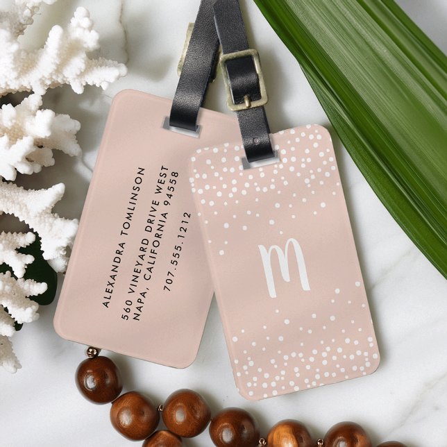 Confetti Dots Monogram Gepäcktag | Blüte Gepäckanhänger (Von Creator hochgeladen)